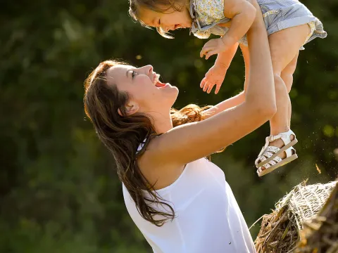 Mother and Daughter Playing 