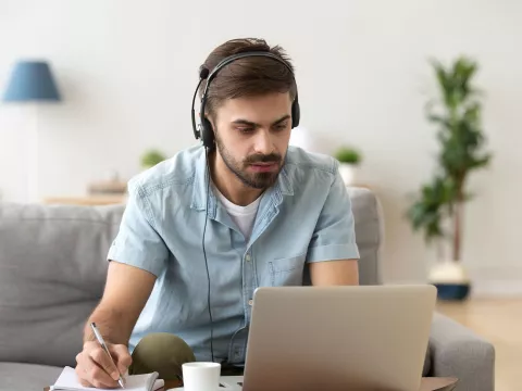 A man working at home.