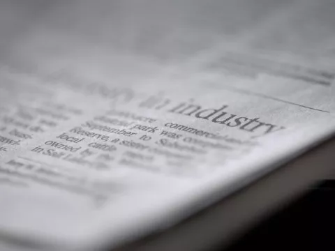 Closeup of a newspaper article