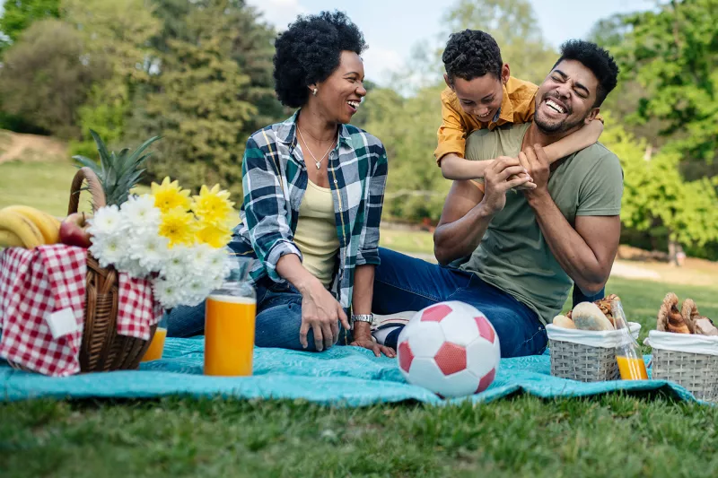 A family enjoying a picnic.